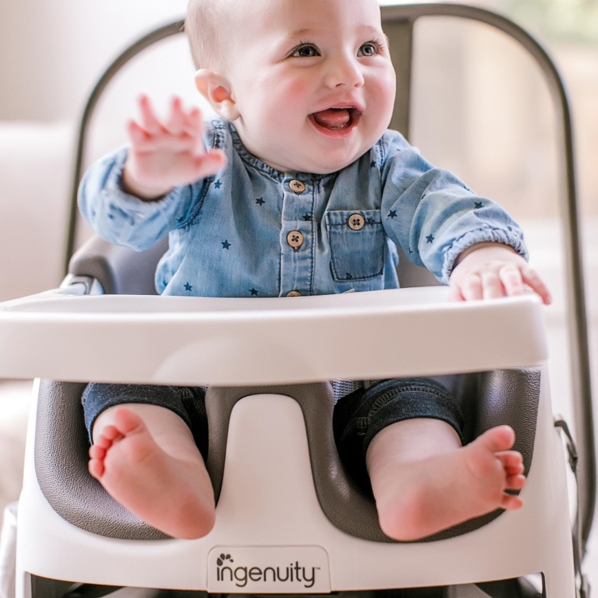 Ingenuity - Стульчик-бустер для кормления 2в1 BABY BASE серый
