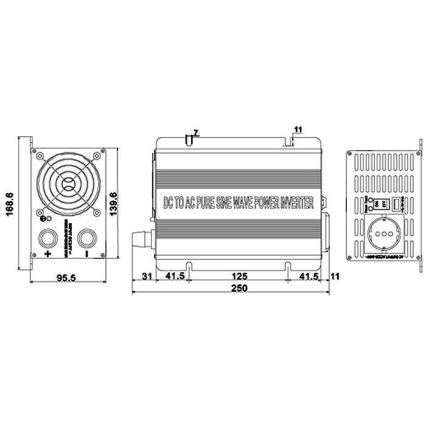 Інвертор (перетворювач напруги) чист. синус 600W/24V/230V