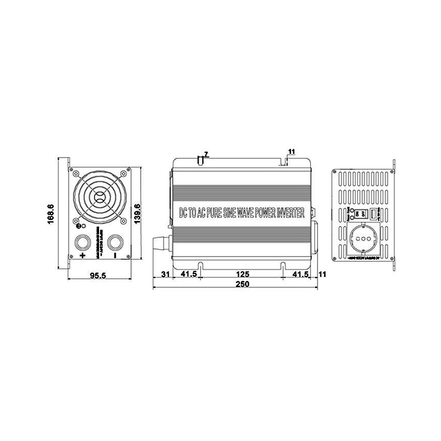 Інвертор (перетворювач напруги) чист. синус 600W/24V/230V