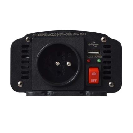 Инвертор (преобразователь напряжения) мод. синус 600W/12/230V + USB