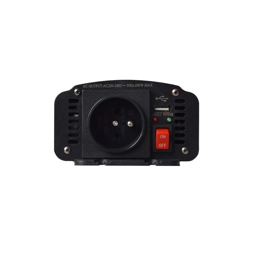 Инвертор (преобразователь напряжения) мод. синус 600W/12/230V + USB