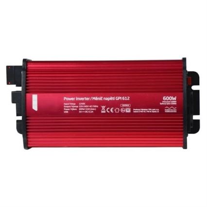 Инвертор (преобразователь напряжения) мод. синус 600W/12/230V + USB