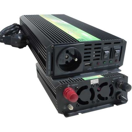 Инвертор (преобразователь напряжения) мод. синус 600W/12V/230V + ИБП