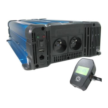 Инвертор (преобразователь напряжения) чист. синус 4000W/24/230V + проводное д.у.