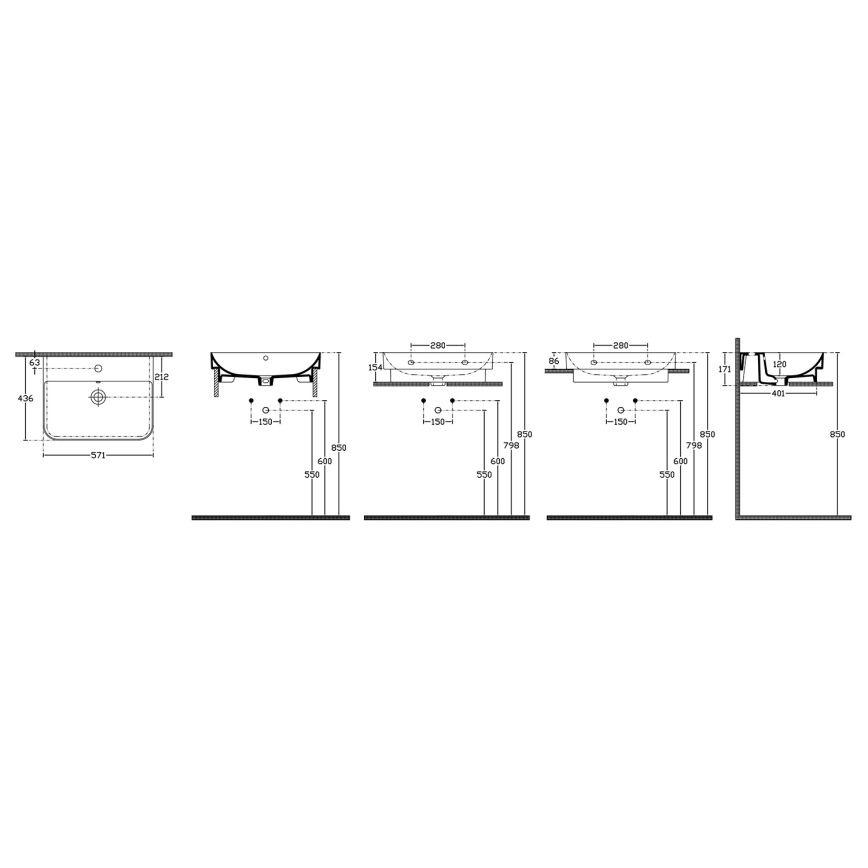 Isvea - Накладний умивальник SOTT AQUA 57x44 cm кераміка/біла