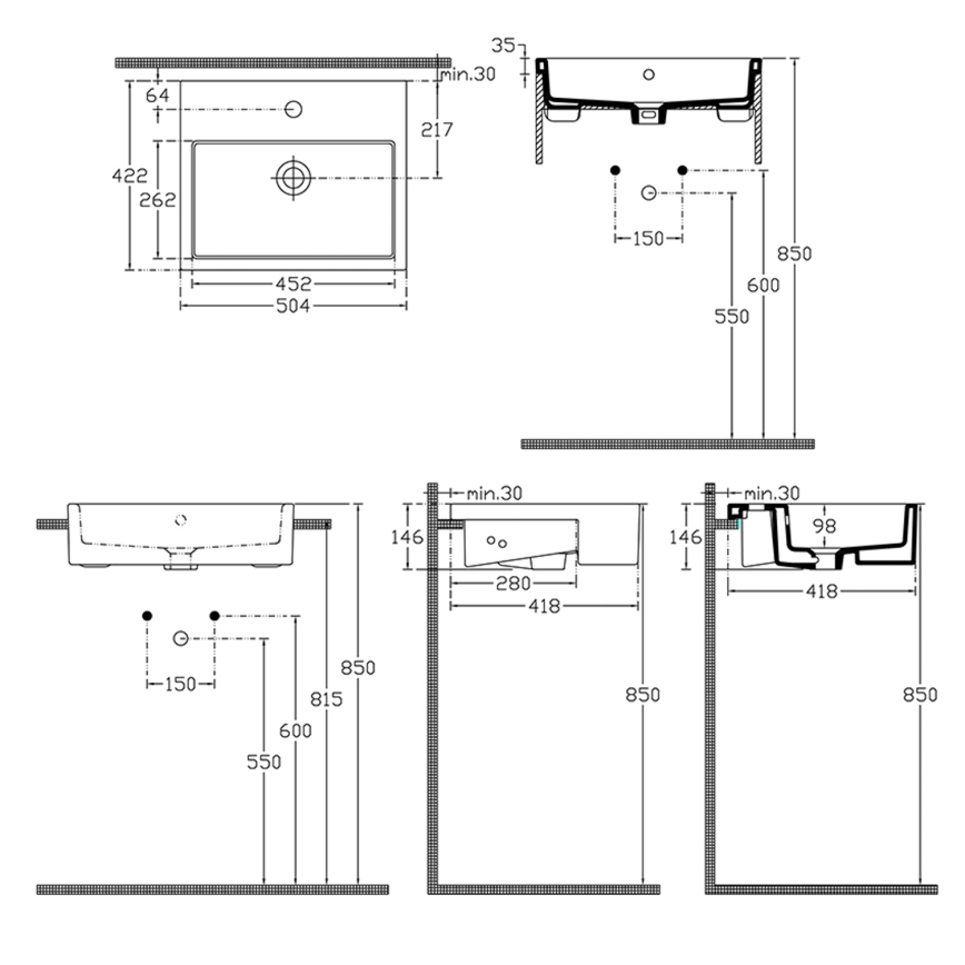 Isvea - Полувстраиваемая раковина PURITY 50x42 см керамика/белая