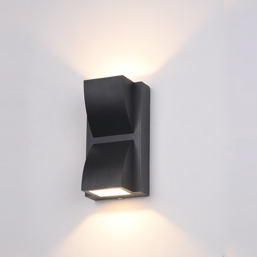 ITALUX - Вуличний світлодіодний настінний світильник EDGAR 2xLED/3W/230V IP54 3000K чорний