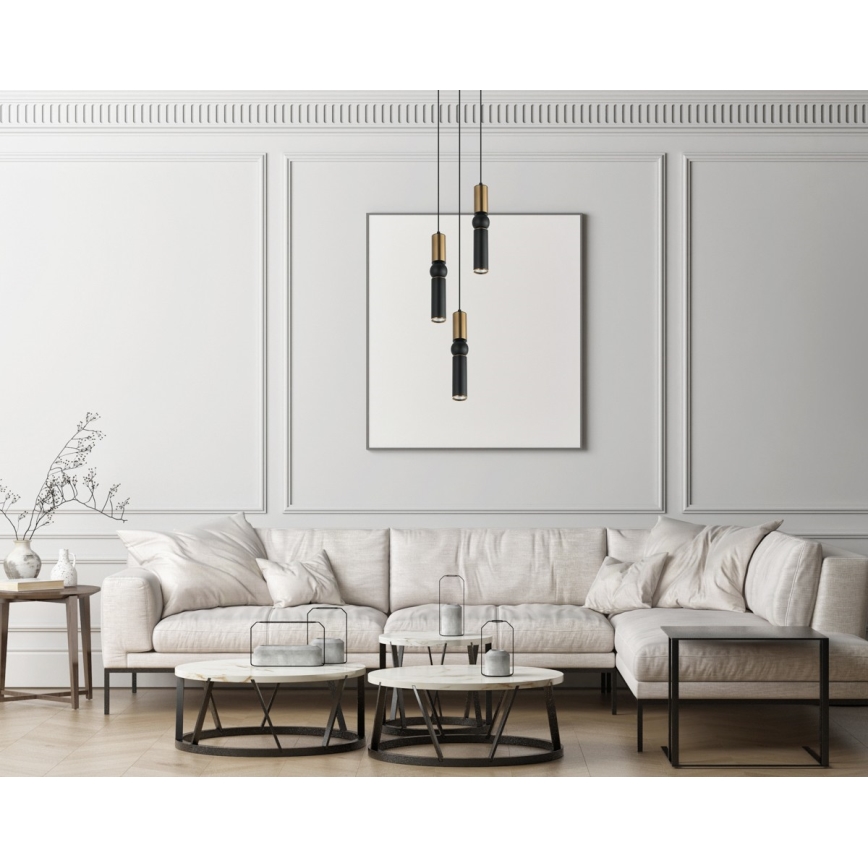ITALUX - Подвесная люстра ISIDORA 3xGU10/25W/230V черный/бронзовый