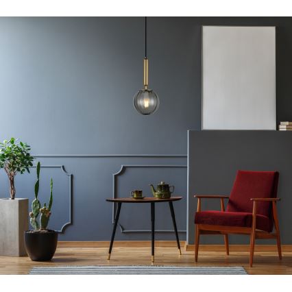 ITALUX - Підвісна люстра RAVENA 1xE27/5W/230V чорний/латунь