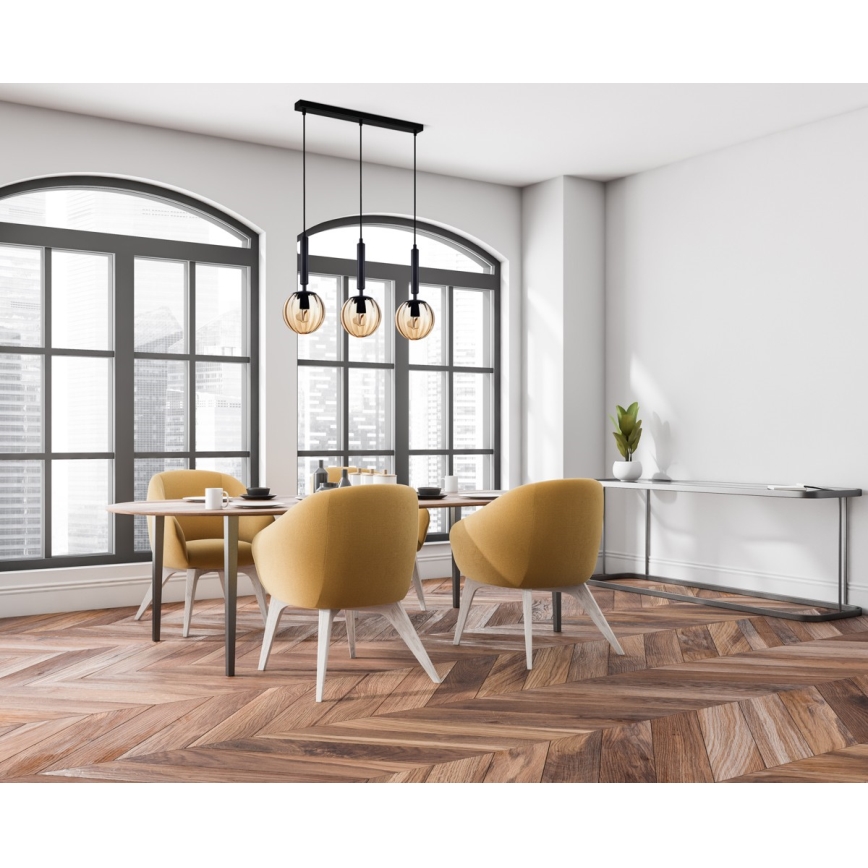 ITALUX - Підвісна люстра RAVENA 3xE27/10W/230V чорний