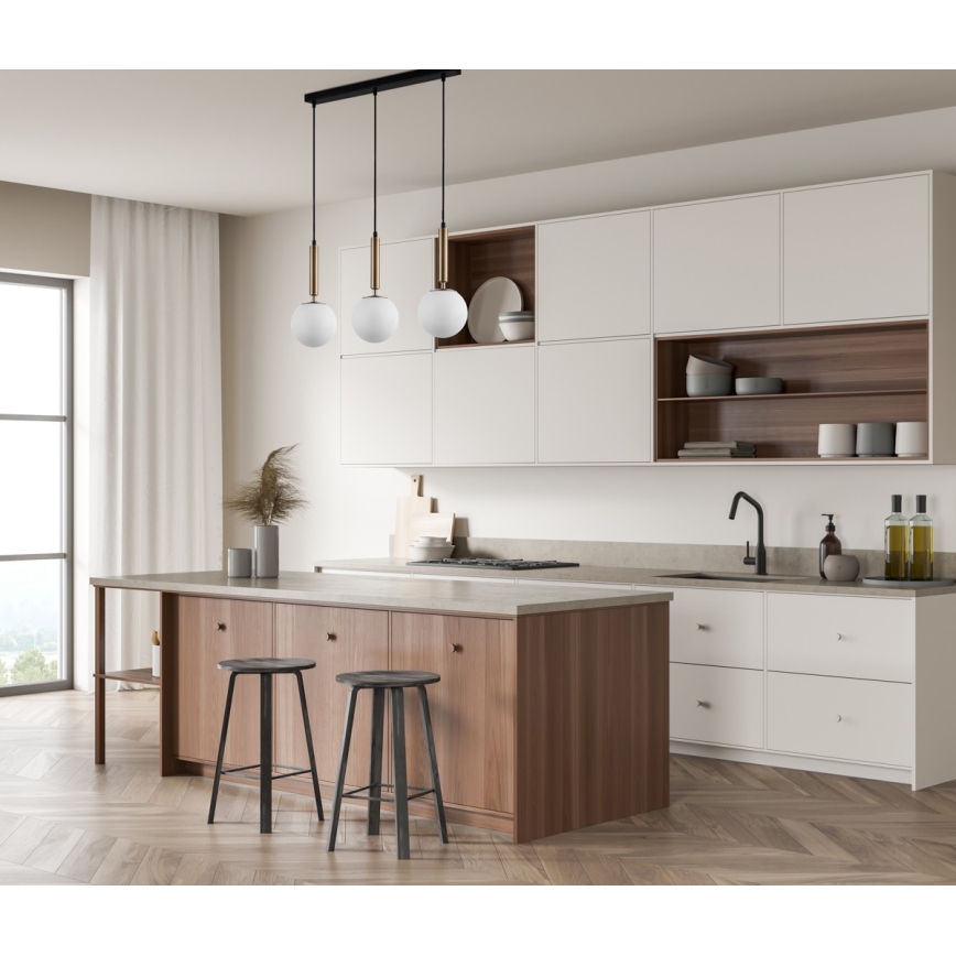 ITALUX - Підвісна люстра RAVENA 3xE27/10W/230V чорний/золотий