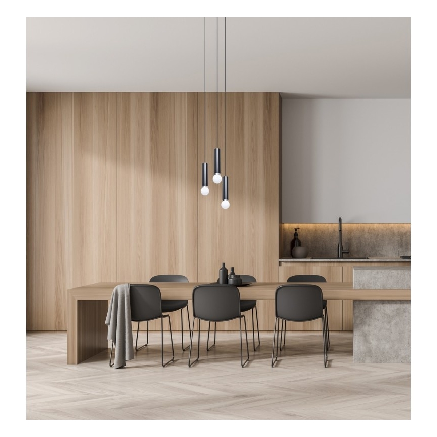 ITALUX - Люстра на шнурі MACERA 3xE27/40W/230V чорна