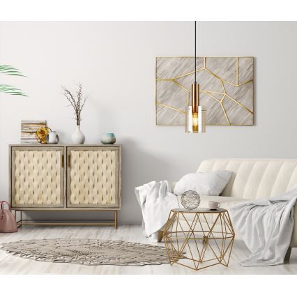 ITALUX - Подвесная люстра SARDO 1xE27/40W/230V черный/латунь