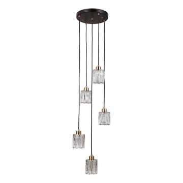 ITALUX - Подвесная люстра на тросе TORNO 5xE14/40W/230V чёрная/золотая
