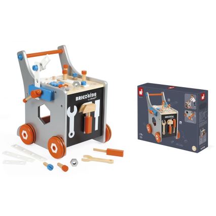 Janod - Деревянная каталка с инструментами BRICOKIDS