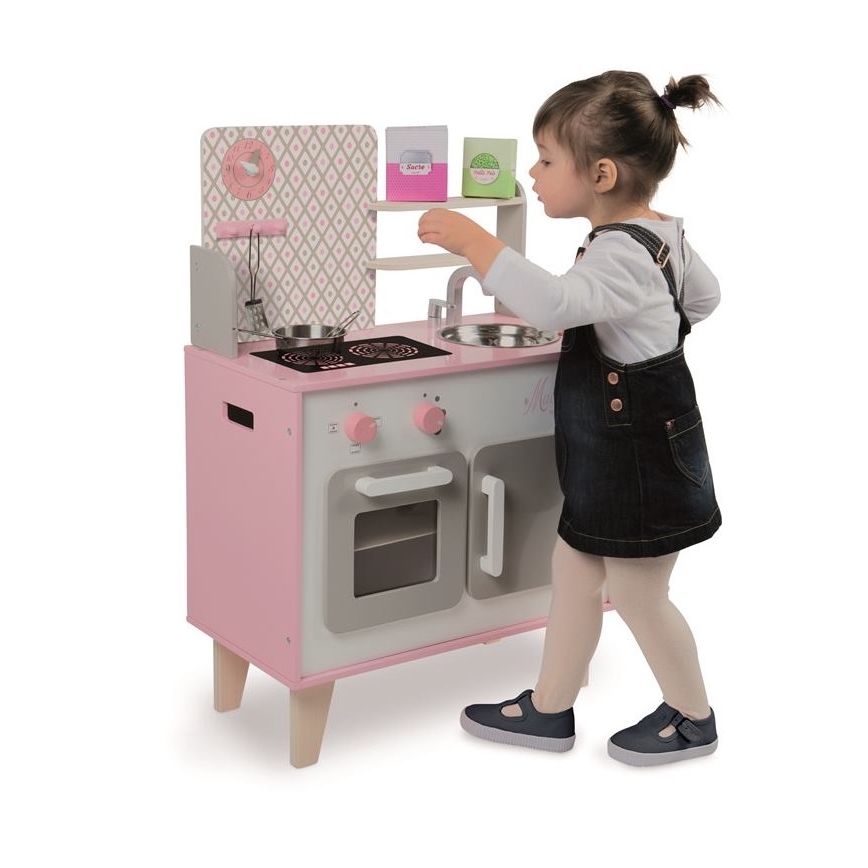 Janod - Деревянная кухня MACARON розовая