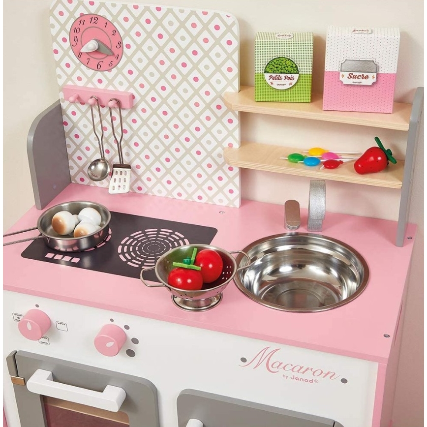 Janod - Деревянная кухня MACARON розовая