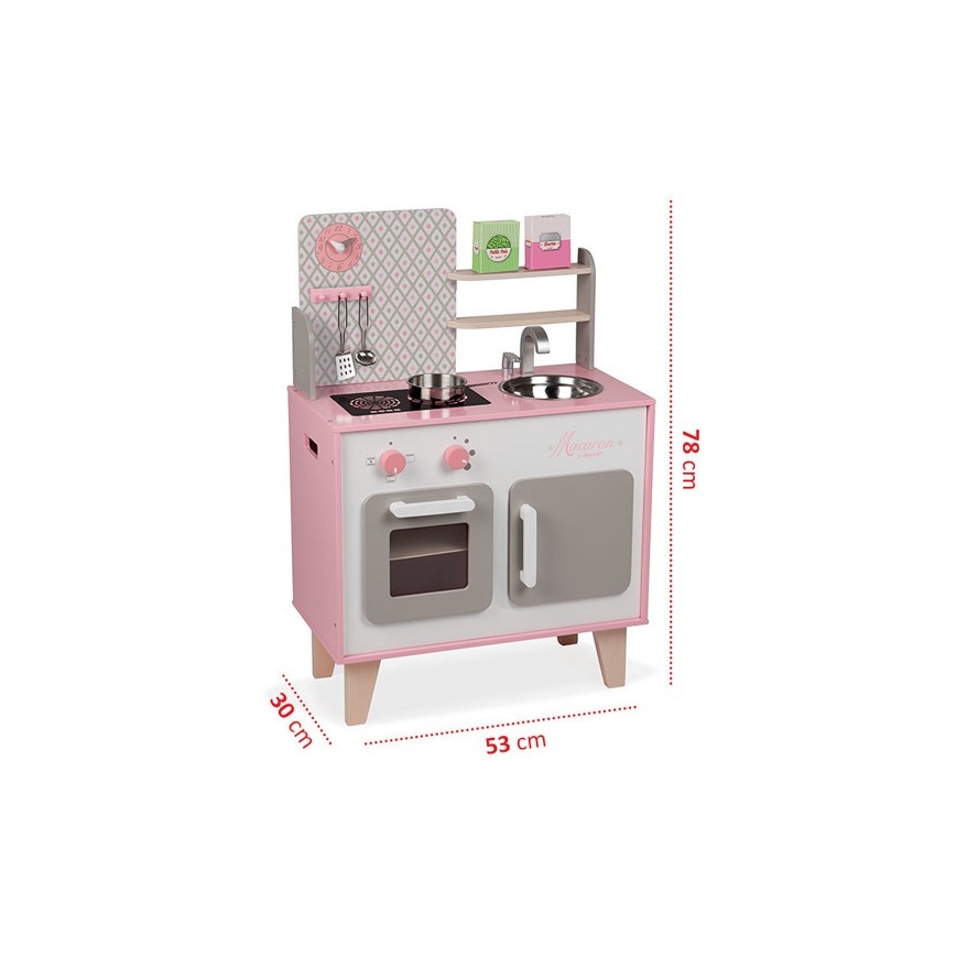 Janod - Деревянная кухня MACARON розовая