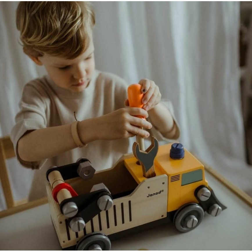 Janod - Деревʼяний конструктор BRICOKIDS вантажівка