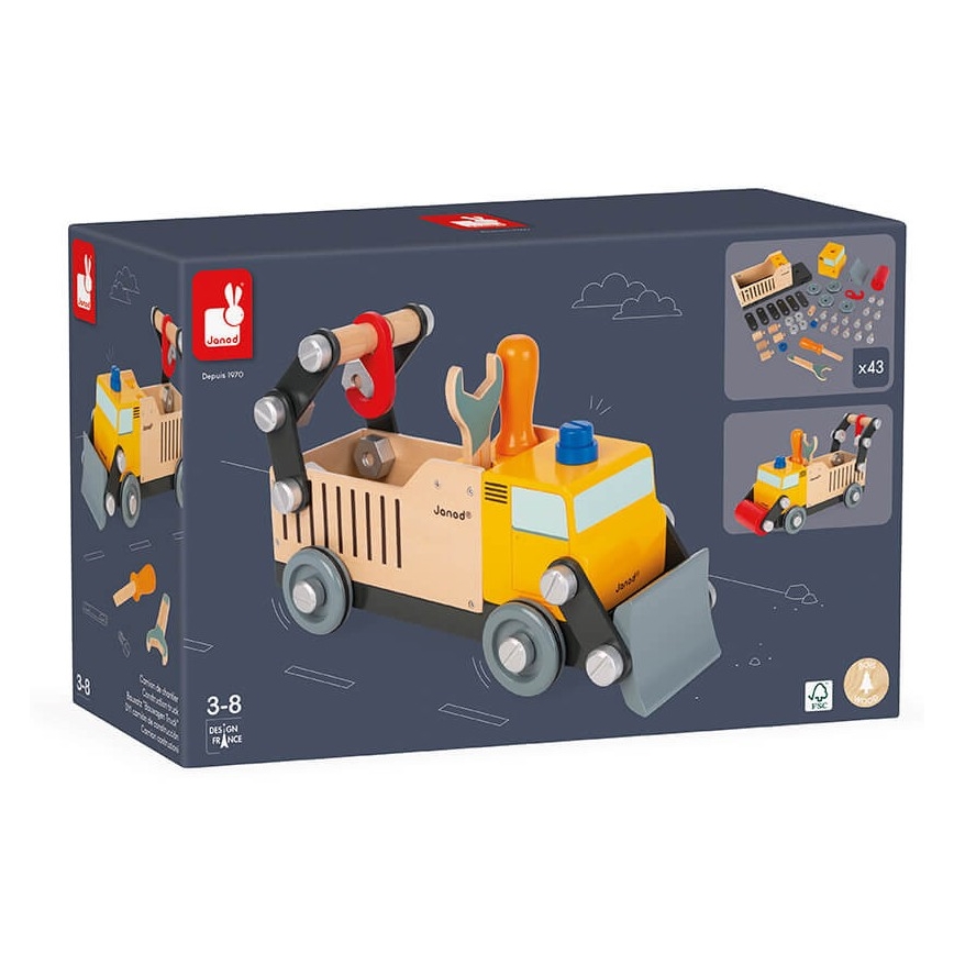 Janod - Деревʼяний конструктор BRICOKIDS вантажівка