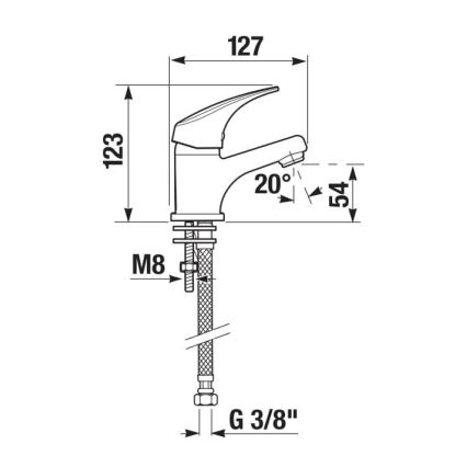JIKA H3111N10041101 - Змішувач для умивальника TALAS 12,3 см глянцевий хром