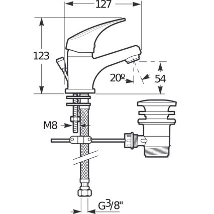 JIKA H3111N10041111 - Смеситель для раковины с переливом TALAS 12,3 см, хром глянцевый