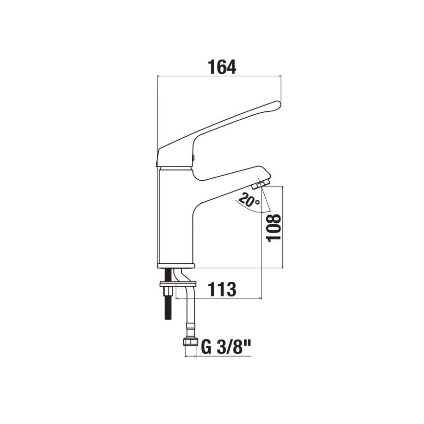 JIKA H3111W10045101 - Змішувач для умивальника з медичною рукояткою CUBE 16,4 см, блискучий хром