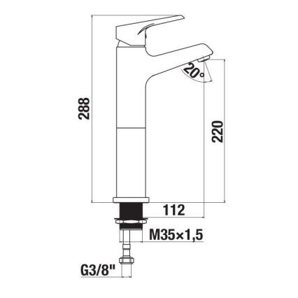 JIKA H3111W80041201 - Смеситель для умывальника CUBE 28,8 см блестящий хром