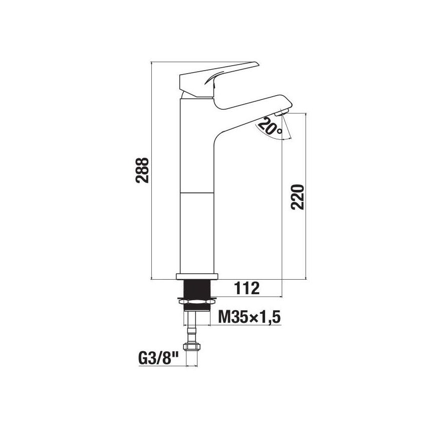 JIKA H3111W80041201 - Смеситель для умывальника CUBE 28,8 см блестящий хром