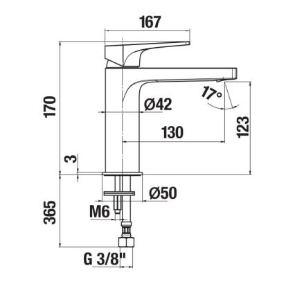 JIKA H3111X10041201 - Змішувач для умивальника CUBITO 17 см, блискучий хром