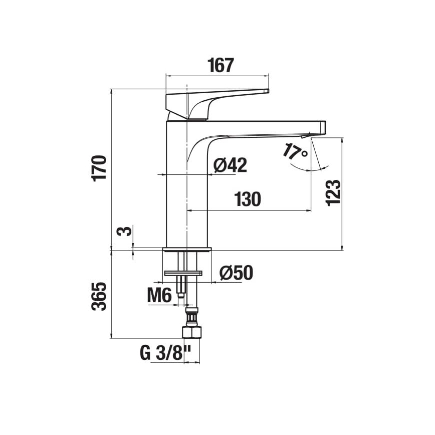 JIKA H3111X10041201 - Змішувач для умивальника CUBITO 17 см, блискучий хром
