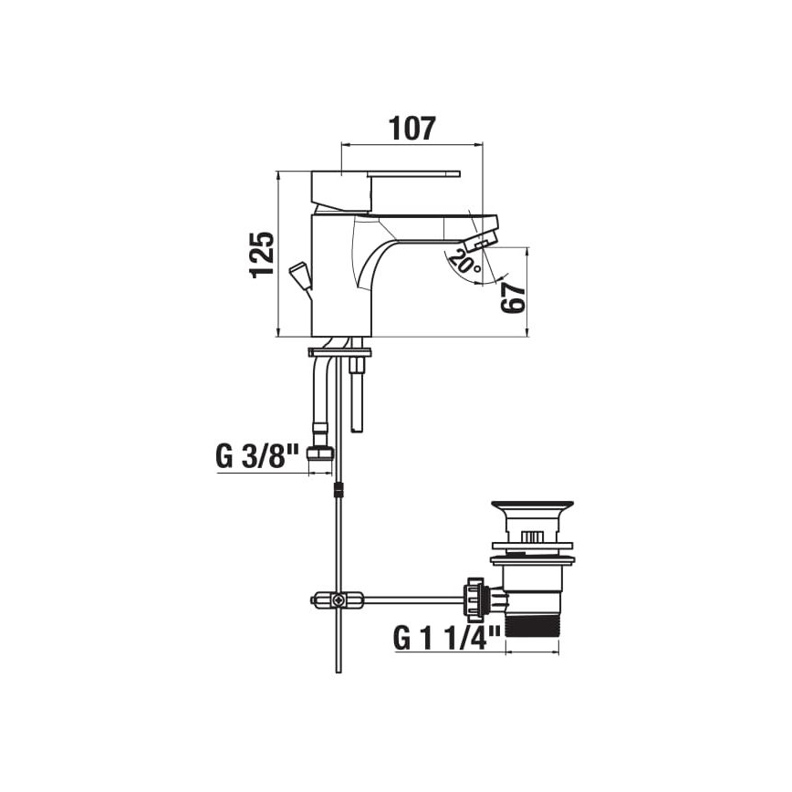 JIKA H3111Z10041111 - Змішувач для умивальника з переливом LYRA 12,5 см, блискучий хром
