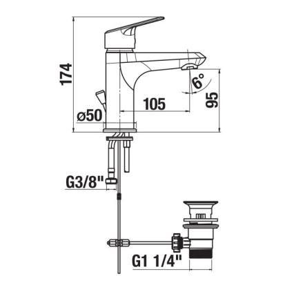 JIKA H3112E10041111 - Змішувач для умивальника з донним клапаном без переливу TALAS 17,4 см, блискучий хром