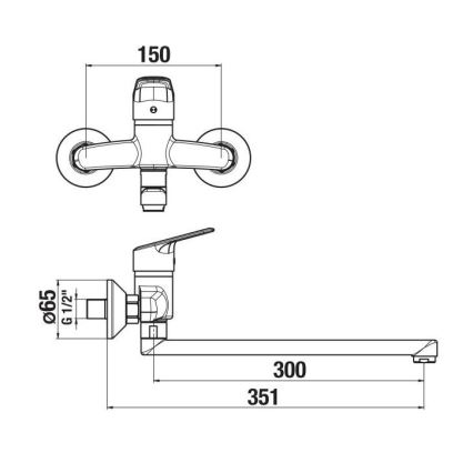 JIKA H3112E70042401 - Змішувач для умивальника TALAS 15x35,1 см глянцевий хром