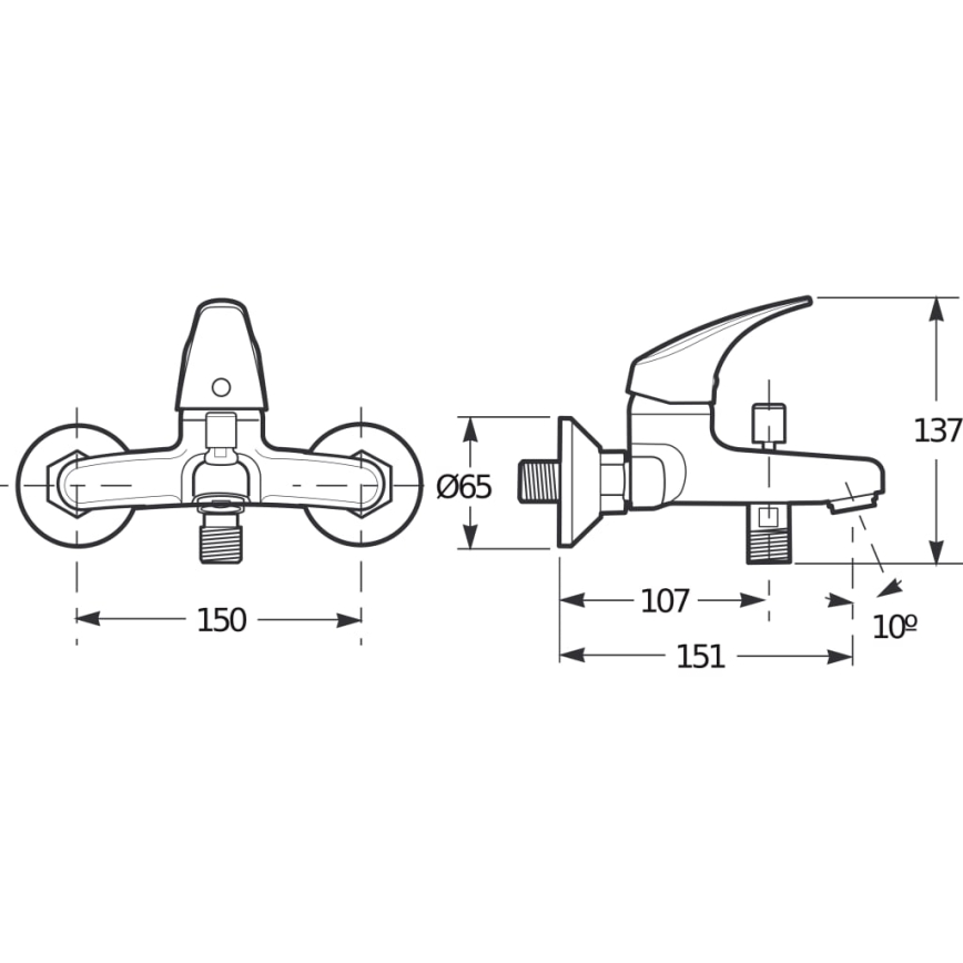 JIKA H3211N70044001 - Змішувач для ванни TALAS 13,7 см глянцевий хром