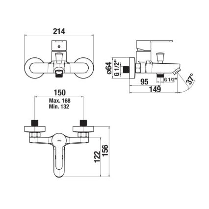 JIKA H3211Z70044001 - Смеситель для ванны LYRA блестящий хром