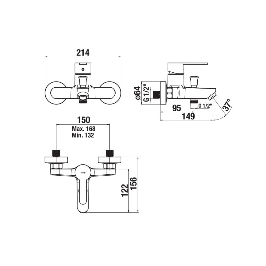 JIKA H3211Z70044001 - Смеситель для ванны LYRA блестящий хром