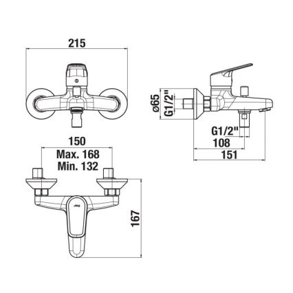 JIKA H3212E70044001 - Смеситель для ванны TALAS блестящий хром