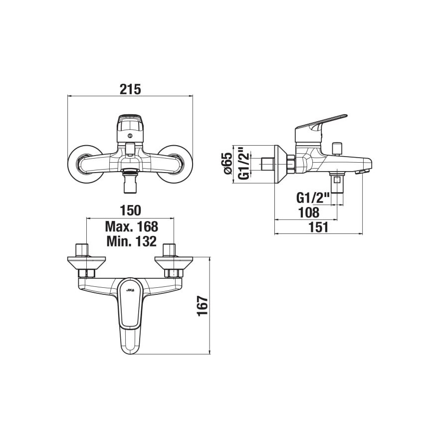 JIKA H3212E70044001 - Смеситель для ванны TALAS блестящий хром