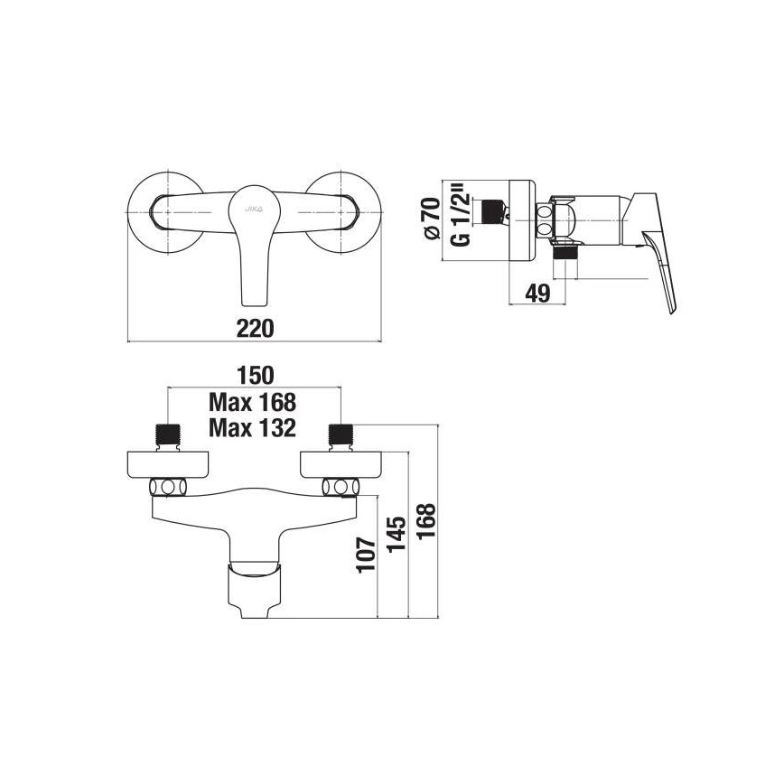 JIKA H3311W70044001 - Душевой смеситель CUBE, глянцевый хром