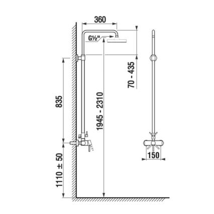 JIKA H3352770040001 - Душевой гарнитур со смесителем LYRA блестящий хром