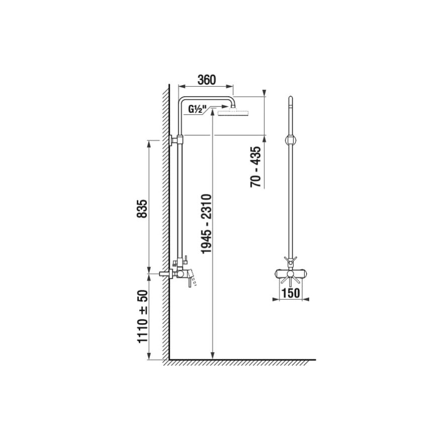 JIKA H3352770040001 - Душевой гарнитур со смесителем LYRA блестящий хром