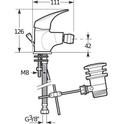JIKA H3411N10041111 - Змішувач для біде з випуском без переливу TALAS 12,6 см блискучий хром
