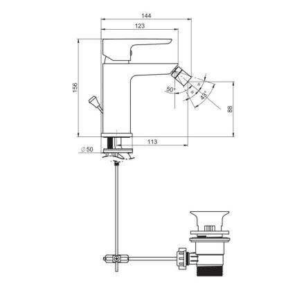 JIKA H3412H10041101 - Змішувач для біде PONTA 15,6 см, блискучий хром