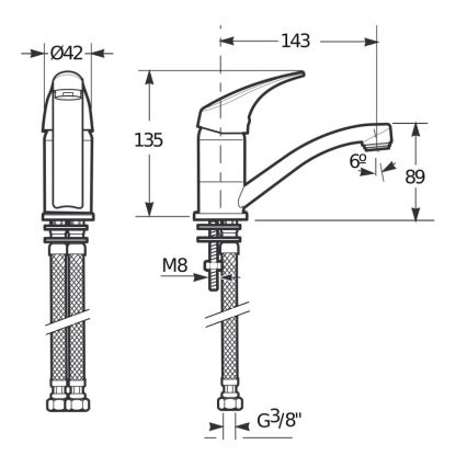 JIKA H3511N10042201 - Смеситель для мойки TALAS 13,5 см блестящий хром