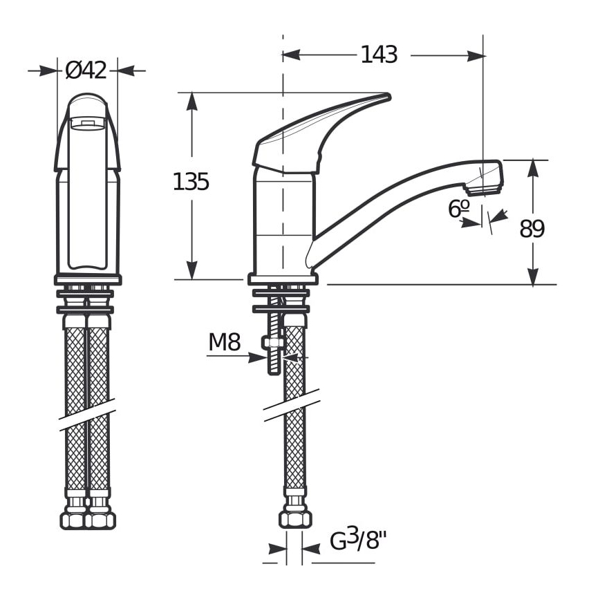 JIKA H3511N10042201 - Смеситель для мойки TALAS 13,5 см блестящий хром