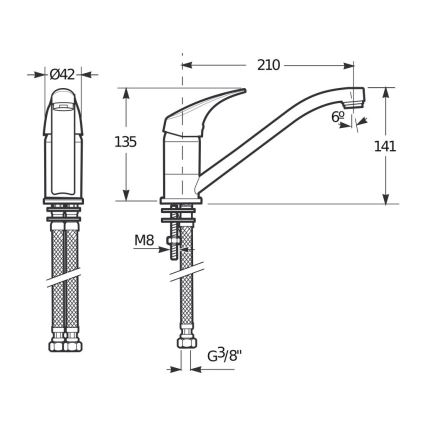 JIKA H3511N10042301 - Смеситель для мойки TALAS 13,5 см блестящий хром