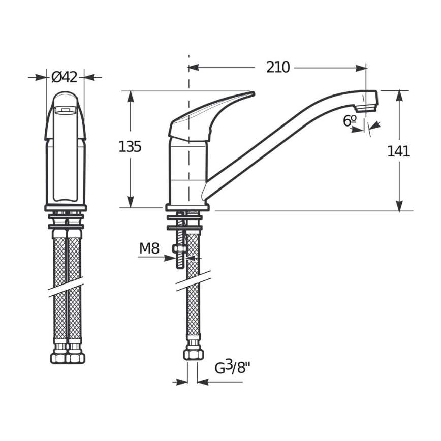 JIKA H3511N10042301 - Смеситель для мойки TALAS 13,5 см блестящий хром
