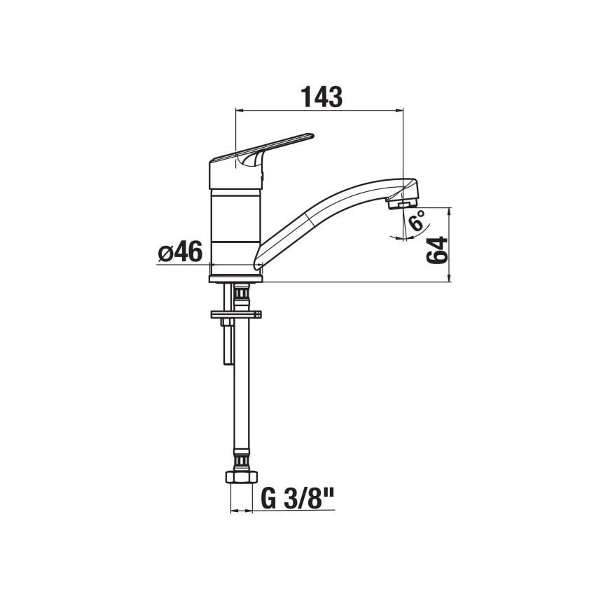 JIKA H3512E10042201 - Смеситель для мойки LYRA 14,3 см блестящий хром