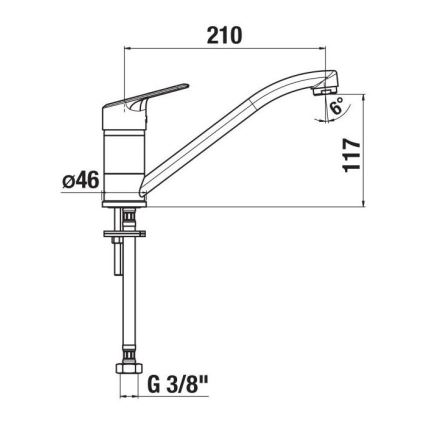 JIKA H3512E10042301 - Смеситель для мойки LYRA 21 см блестящий хром
